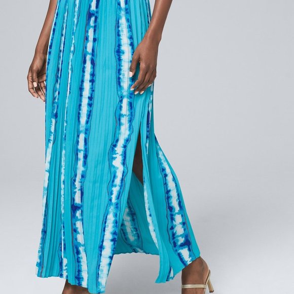 White House Black Market Pleated Tie-Dye Maxi Skirt - Size 4 - NWT - Picture 4 of 17